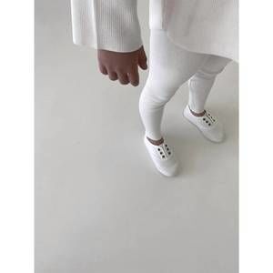 NEW A BASIC BRAND kid's rib leggings in natural white